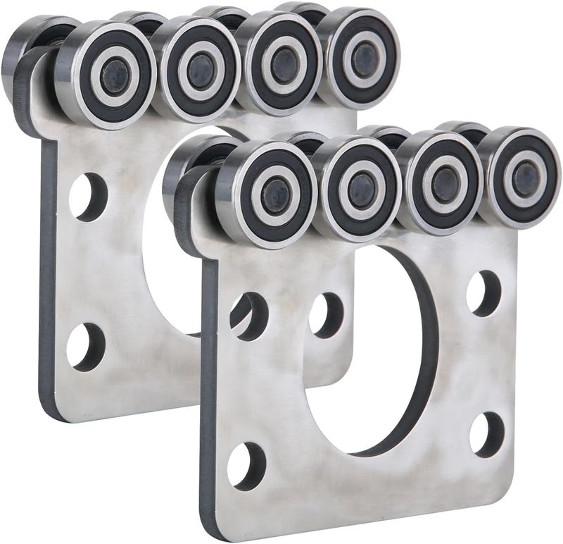 Fuperoo 8 Wheel Trolley Assembly Rollers.Bearing Trolley Assembly.Stainless Steel.The top of The Trolley has Room for Set Screws, Allowing The use of a 1-5/8" high Strut Channel - Image 1
